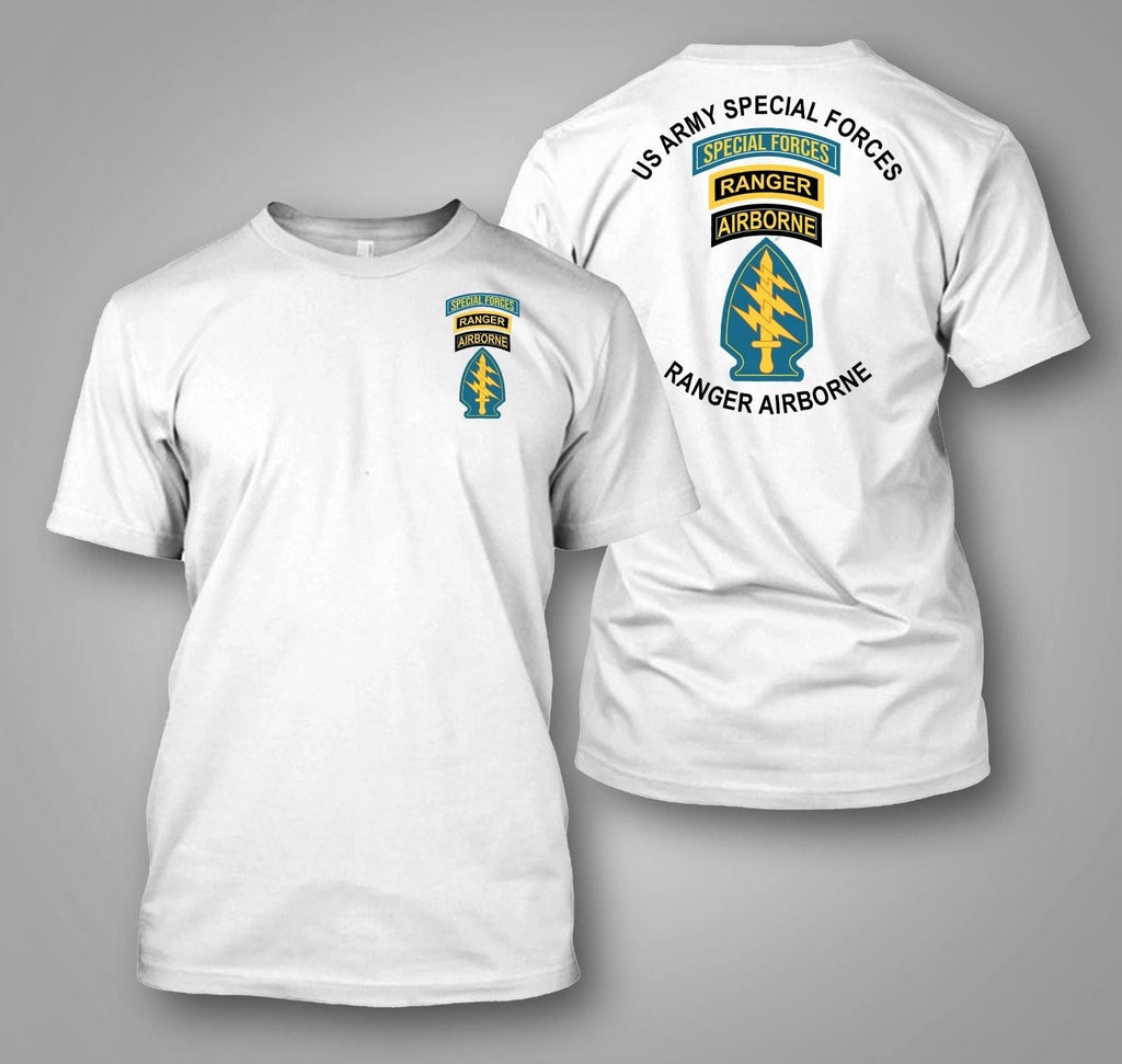 US Army Special Forces Airborne Ranger - Custom front and back t-shirt tee Unisex T-shirt, Sweatshirt, Hoodie, Long Sleeve Tee - T-Shirt, Sweatshirt, Hoodie
