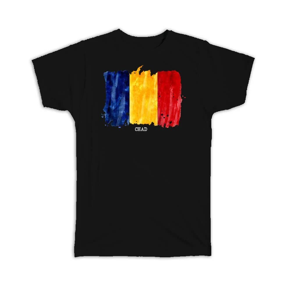 Gift T-Shirt : Chad Flag Africa Travel Expat Country Watercolor Unisex T-shirt, Sweatshirt, Hoodie, Long Sleeve Tee - T-Shirt, Sweatshirt, Hoodie