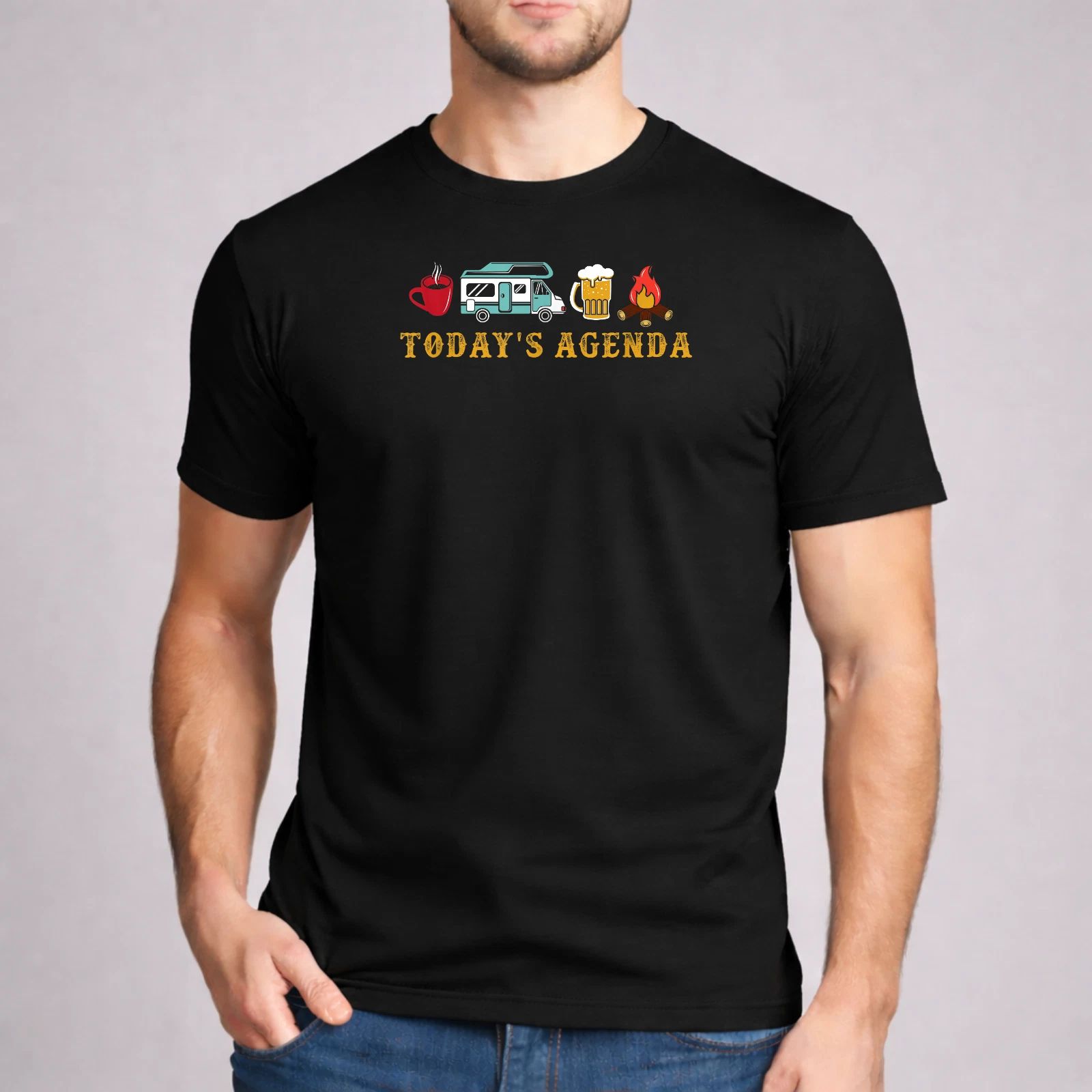 Today's Agenda RV Shirt Funny Camping Lover Gift Beer Fire Gildan Unisex Tee Unisex T-shirt, Sweatshirt, Hoodie, Long Sleeve Tee - T-Shirt, Sweatshirt, Hoodie
