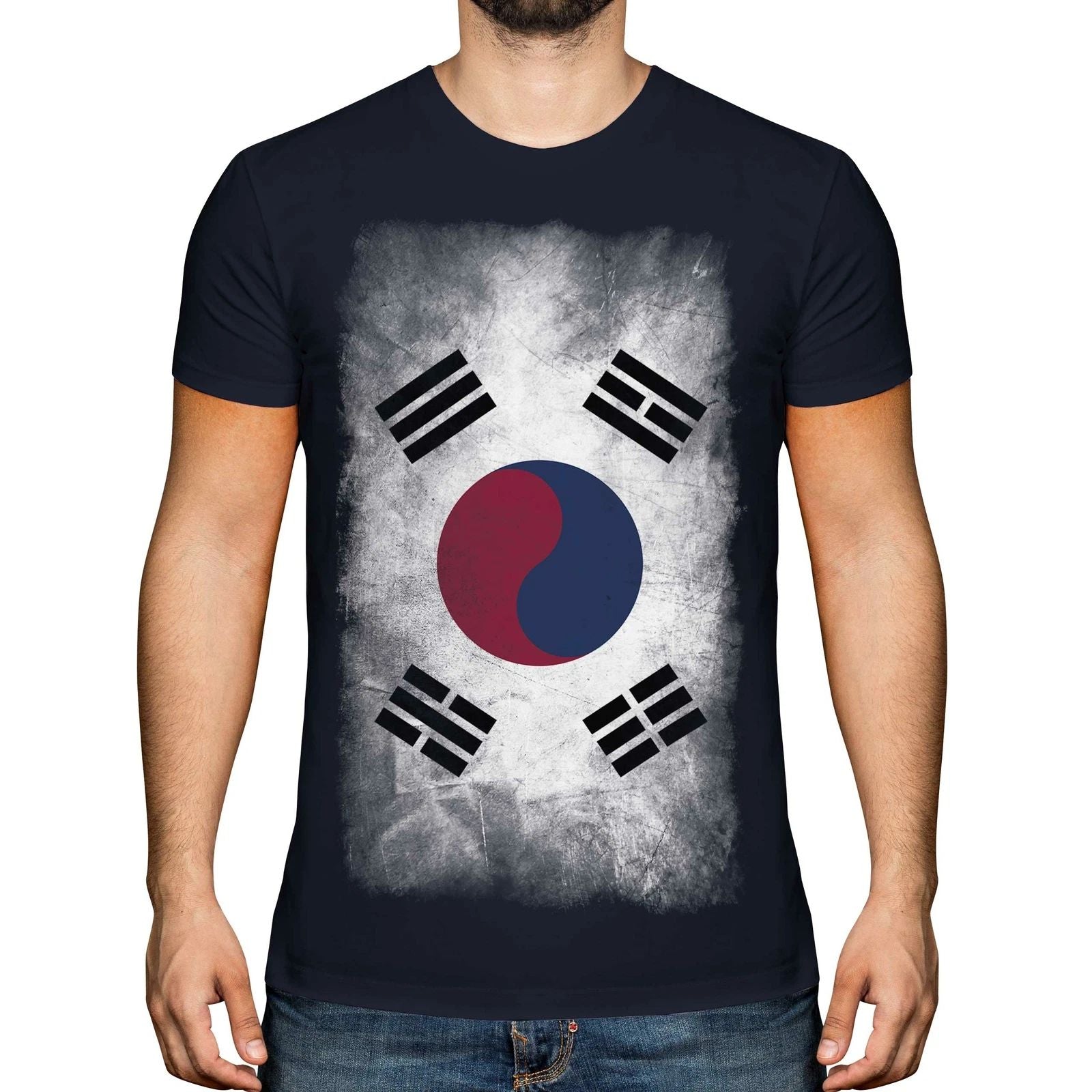 SOUTH KOREA FADED FLAG MENS T-SHIRT TOP HANGUK KOREAN NAM-JOS?N SHIRT FOOTBALL Unisex T-shirt, Sweatshirt, Hoodie, Long Sleeve Tee - T-Shirt, Sweatshirt, Hoodie
