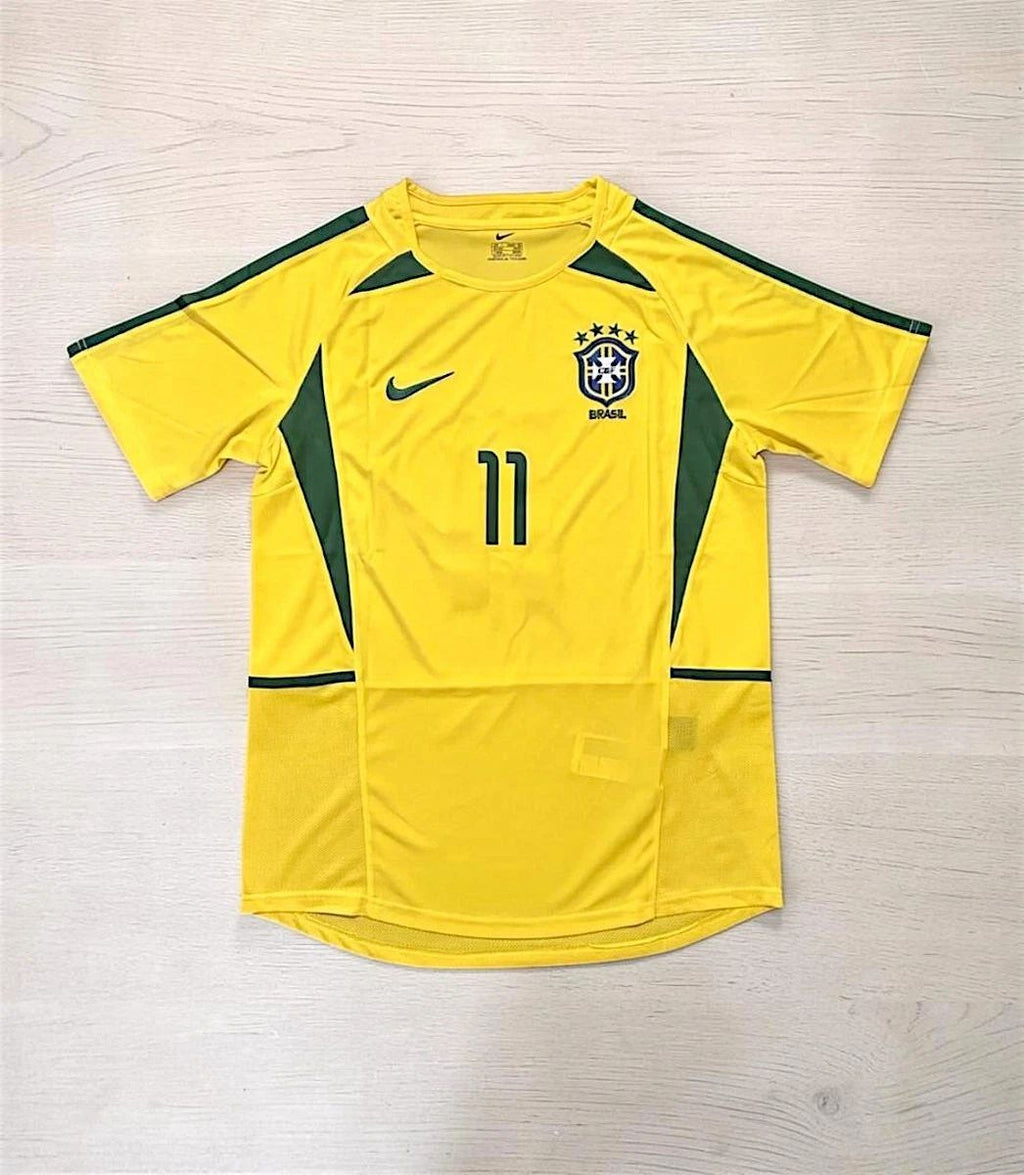 Retro Brazil 2002 World Cup Home Jersey Ronaldinho #11 Unisex T-shirt, Sweatshirt, Hoodie, Long Sleeve Tee - T-Shirt, Sweatshirt, Hoodie