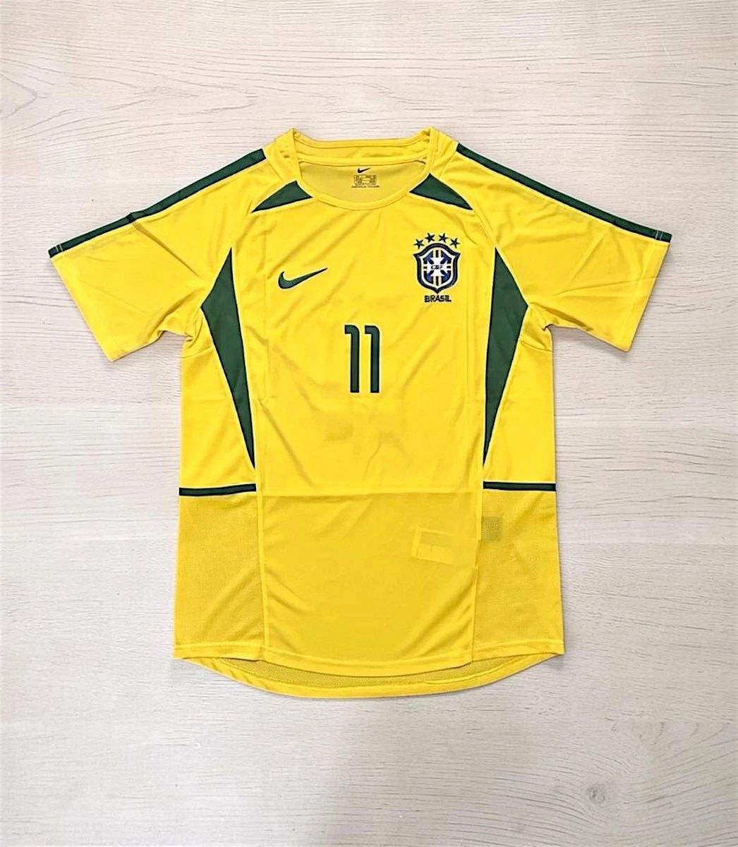 Retro Brazil 2002 World Cup Home Jersey Ronaldinho #11 Unisex T-shirt, Sweatshirt, Hoodie, Long Sleeve Tee - T-Shirt, Sweatshirt, Hoodie
