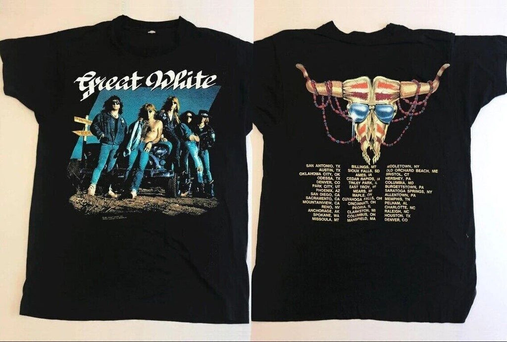 Great White 1991 Hooked Tour T-Shirt Rock Band Tee Unisex T-shirt, Sweatshirt, Hoodie, Long Sleeve Tee - T-Shirt, Sweatshirt, Hoodie