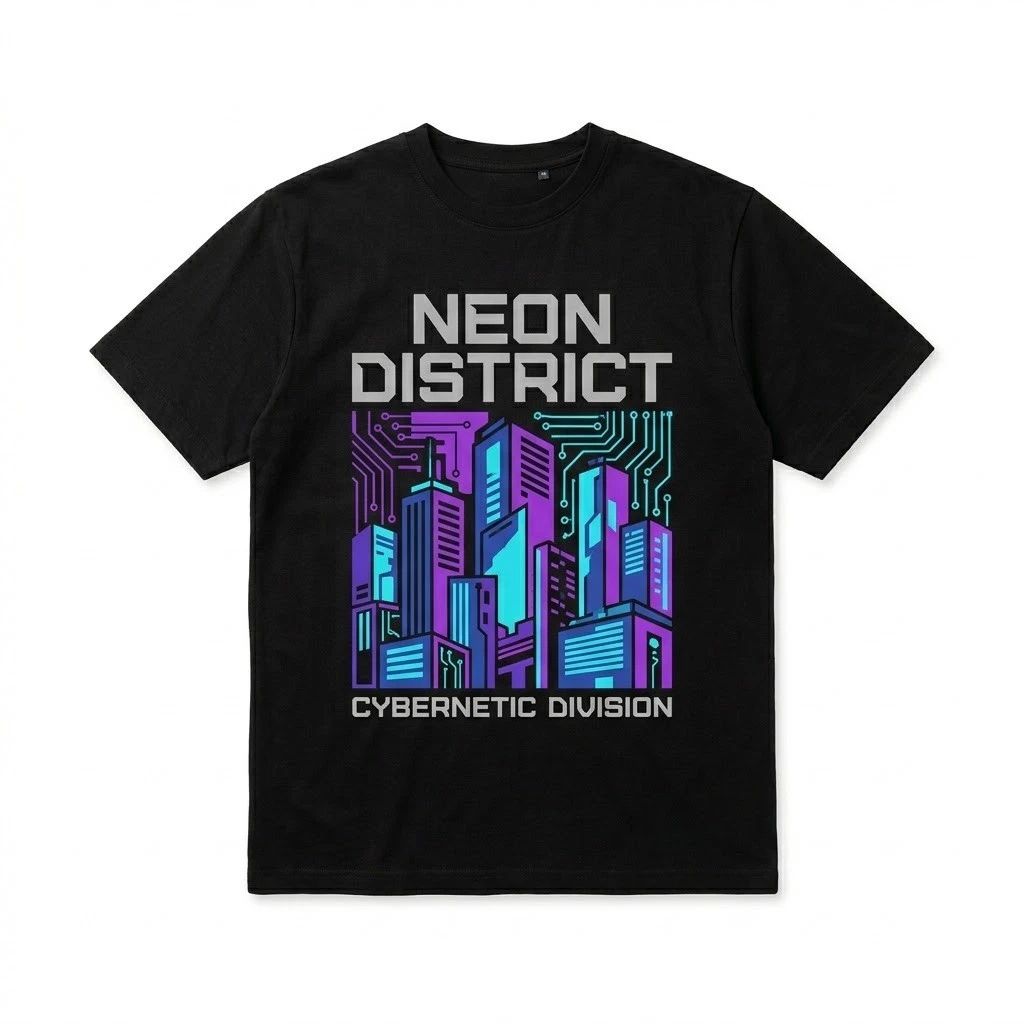 Neon District Cyberpunk T-Shirt - Retro Future Cybernetic Division Graphic Tee Unisex T-shirt, Sweatshirt, Hoodie, Long Sleeve Tee - T-Shirt, Sweatshirt, Hoodie