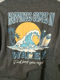 Men's T-Shirt Size XL Happiness Comes In Waves T-shirt Charcoal Surf/     12 Unisex T-shirt, Sweatshirt, Hoodie, Long Sleeve Tee - T-Shirt, Sweatshirt, Hoodie