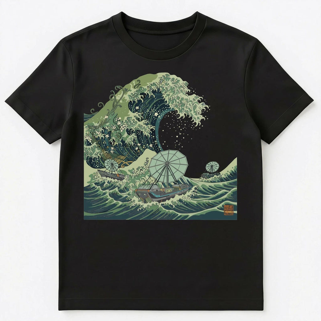 Steampunk Enthusiast Great Wave Sci Fi Ship Japanese Art Unisex T-Shirt Unisex T-shirt, Sweatshirt, Hoodie, Long Sleeve Tee - T-Shirt, Sweatshirt, Hoodie