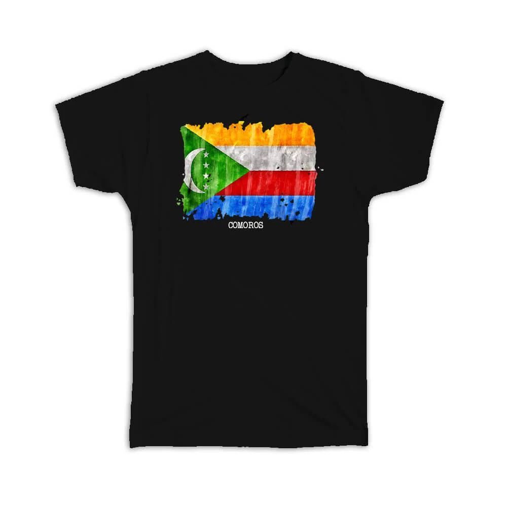 Gift T-Shirt : Comoros Flag Africa Travel Expat Country Watercolor Unisex T-shirt, Sweatshirt, Hoodie, Long Sleeve Tee - T-Shirt, Sweatshirt, Hoodie