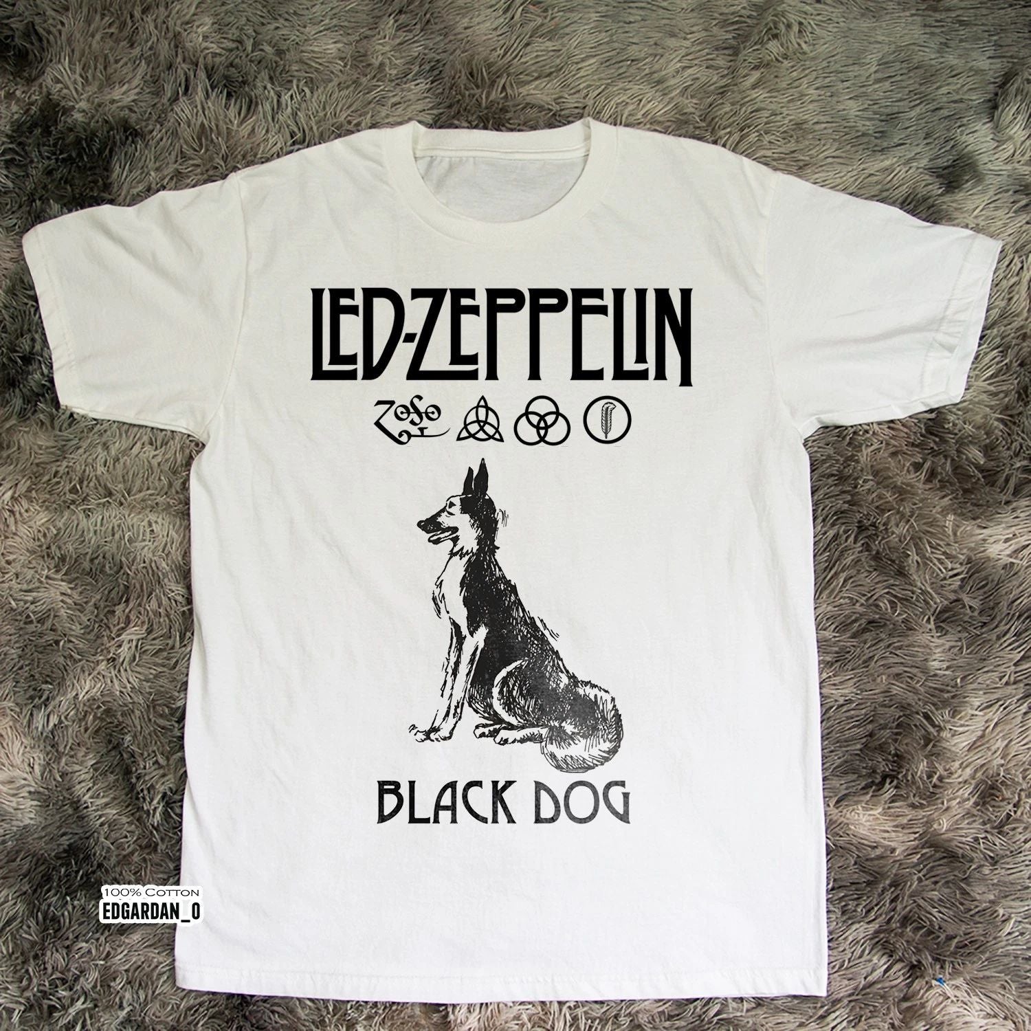 Led Zeppelin Black Dog Album, Heavy Cotton White Unisex T-shirt Size S-5XL Unisex T-shirt, Sweatshirt, Hoodie, Long Sleeve Tee - T-Shirt, Sweatshirt, Hoodie