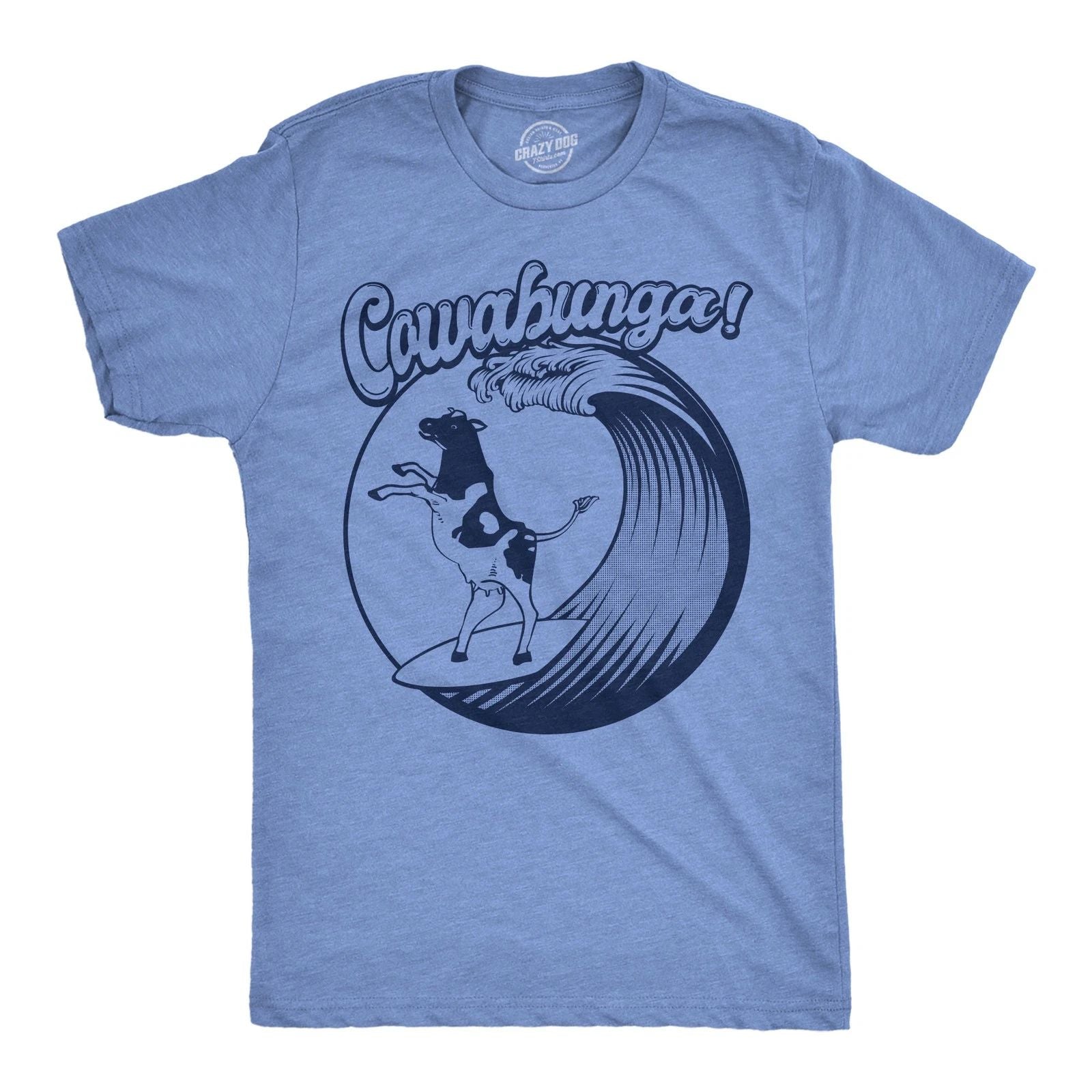 Mens Funny T Shirts Cowabunga Sarcastic Cow Graphic Novelty Surfing Tee for Men Unisex T-shirt, Sweatshirt, Hoodie, Long Sleeve Tee - T-Shirt, Sweatshirt, Hoodie