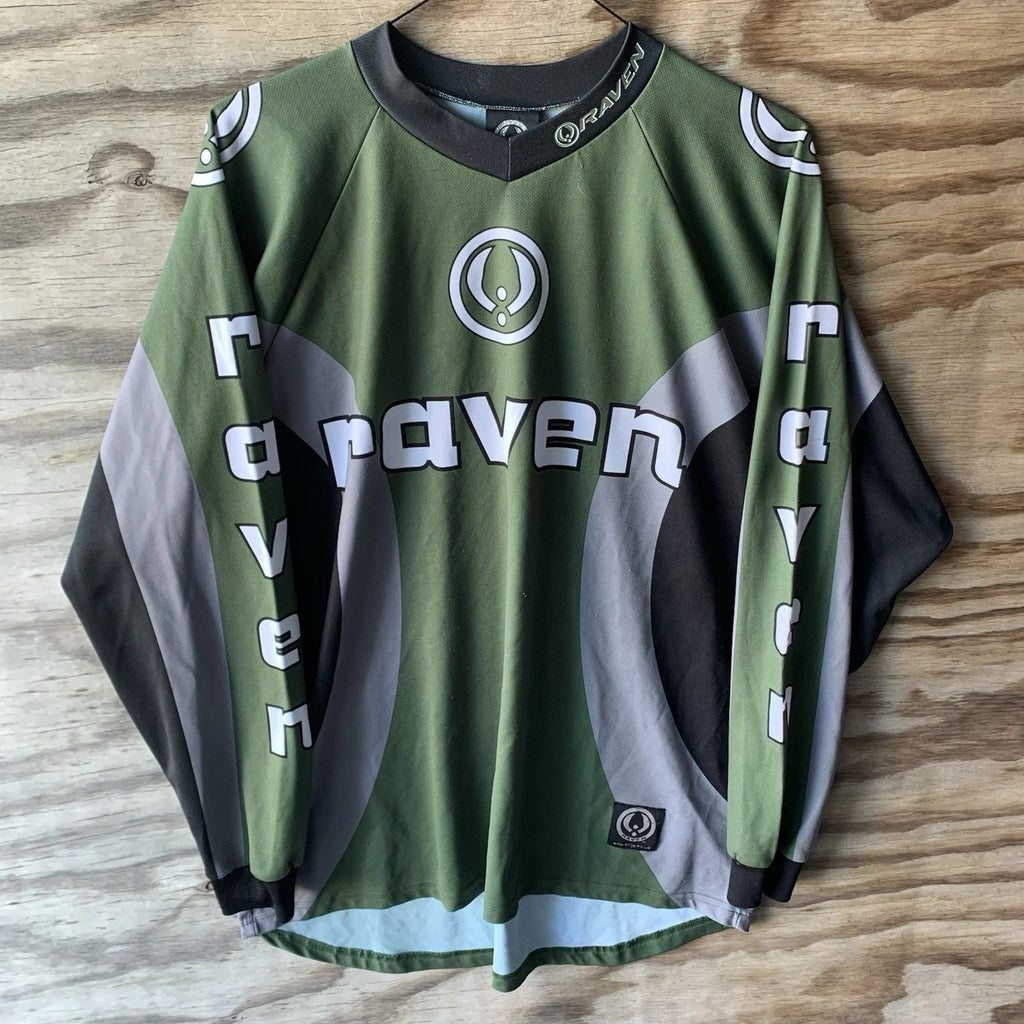 Vintage 90s Raven Paintball Jersey Shirt Black Green Size 2XL Made In USA Retro Unisex T-shirt, Sweatshirt, Hoodie, Long Sleeve Tee - T-Shirt, Sweatshirt, Hoodie