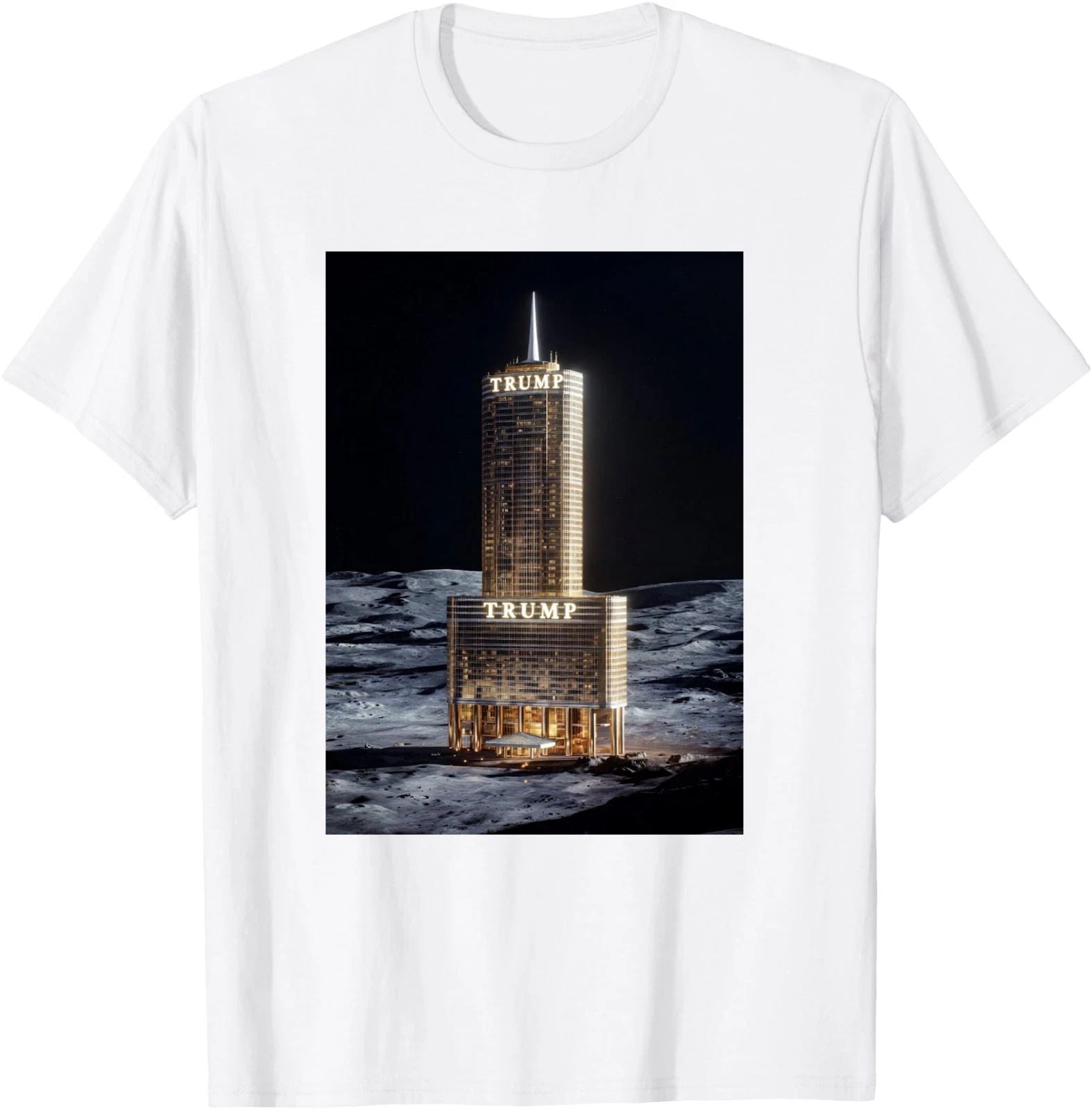 Trump Moon Tower Graphic Tee - Sci-Fi Space Gildan Classic  T-Shirt Unisex T-shirt, Sweatshirt, Hoodie, Long Sleeve Tee - T-Shirt, Sweatshirt, Hoodie