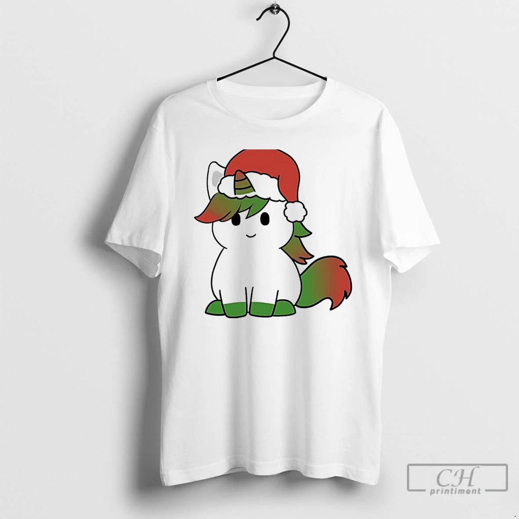 Classic Unicorn Santa Hat Green Red Christmas White T Shirts Unisex T-shirt, Sweatshirt, Hoodie, Long Sleeve Tee - T-Shirt, Sweatshirt, Hoodie