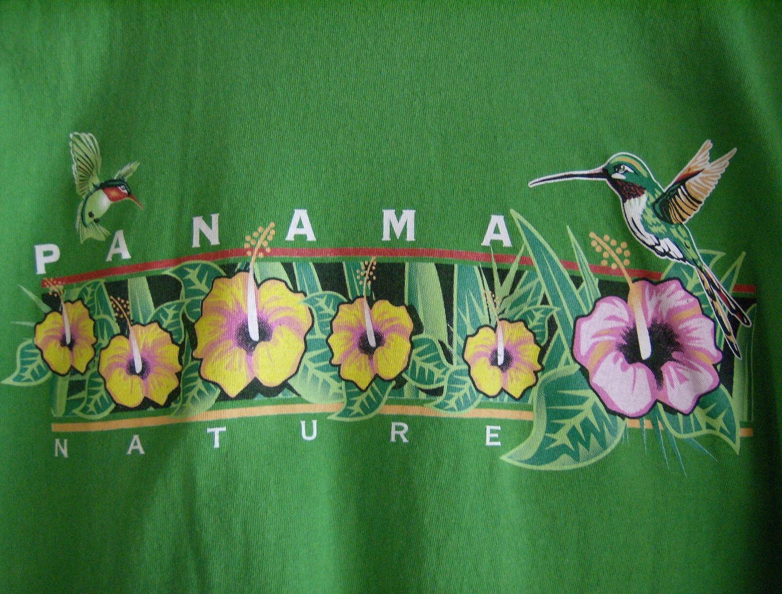 New Horizons - PANAMA Nature - Hummingbirds - Size Lg in Green Unisex T-shirt, Sweatshirt, Hoodie, Long Sleeve Tee - T-Shirt, Sweatshirt, Hoodie