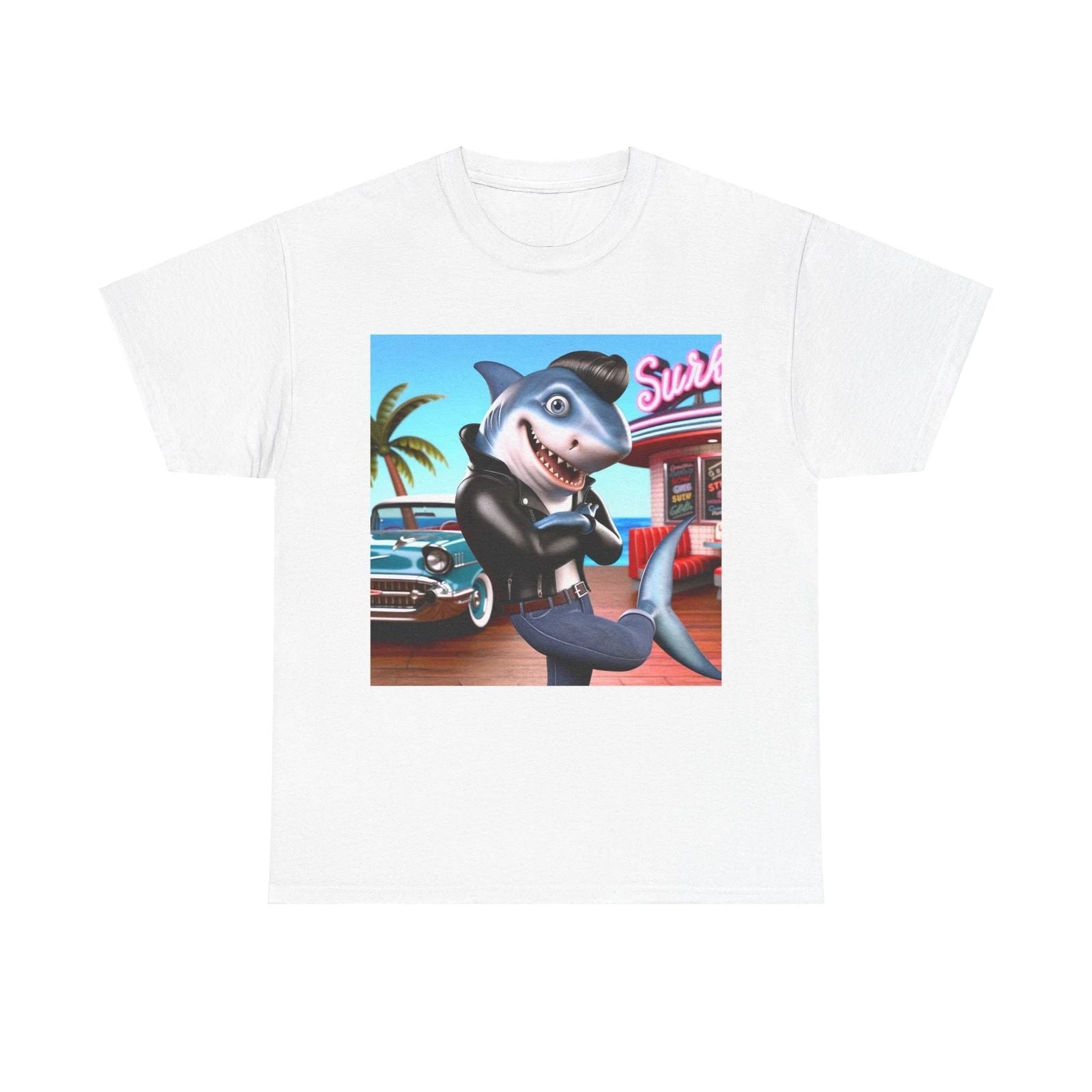 Unisex Adult T Shirt Shark Greaser Surf Retro Unisex T-shirt, Sweatshirt, Hoodie, Long Sleeve Tee - T-Shirt, Sweatshirt, Hoodie