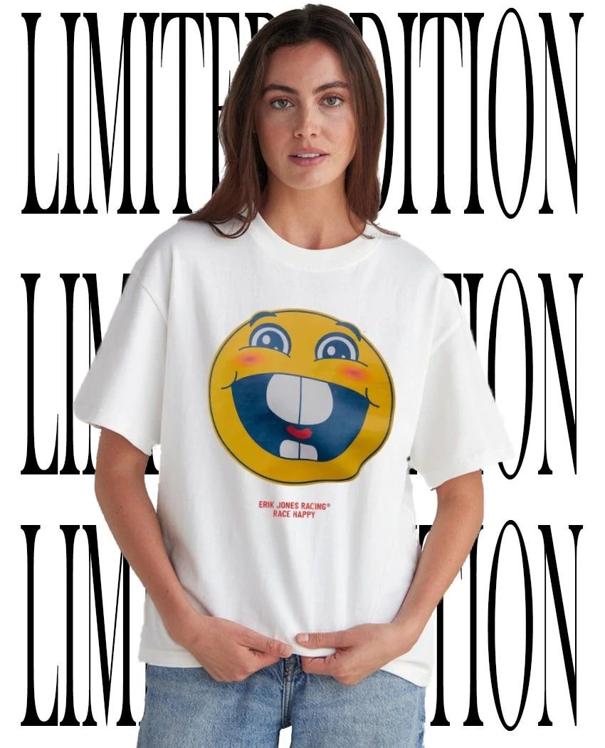 NASCAR Erik Jones Racing Race Happy happy face shirt Unisex T-shirt, Sweatshirt, Hoodie, Long Sleeve Tee - T-Shirt, Sweatshirt, Hoodie