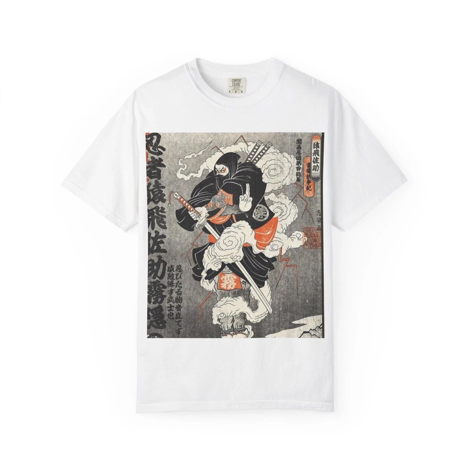 Ninja Warrior Woodblock Print T-Shirt | Vintage Japanese Art Unisex T-shirt, Sweatshirt, Hoodie, Long Sleeve Tee - T-Shirt, Sweatshirt, Hoodie