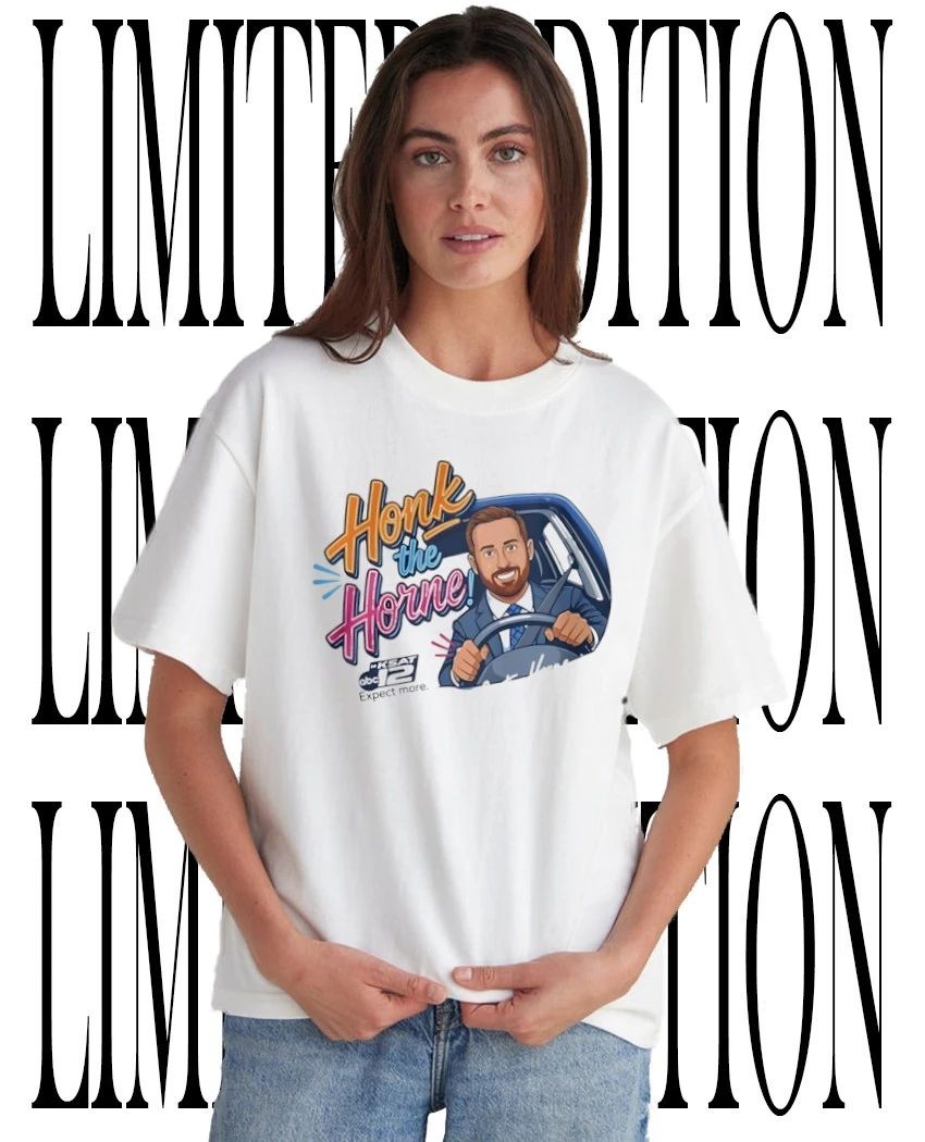 Honk the Horne KSAT ABC 12 Expect More Justin Horne Illustration shirt Unisex T-shirt, Sweatshirt, Hoodie, Long Sleeve Tee - T-Shirt, Sweatshirt, Hoodie