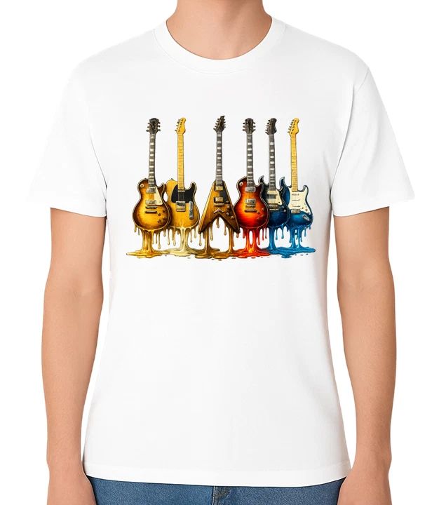 Melting Electric Guitars Art T-Shirt Colourful Rock Music Guitar Lover Tee Unisex T-shirt, Sweatshirt, Hoodie, Long Sleeve Tee - T-Shirt, Sweatshirt, Hoodie
