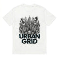 Urban Grid Cyberpunk Robot T-Shirt - Futuristic Sci-Fi City Graphic Tee for Men Unisex T-shirt, Sweatshirt, Hoodie, Long Sleeve Tee - T-Shirt, Sweatshirt, Hoodie