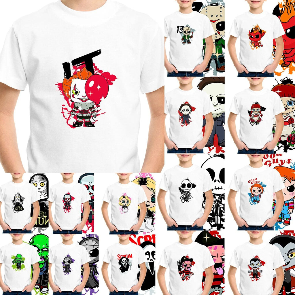 Horror T-SHIRT Halloween Gift Men Adult Kids Pennywise Jason Scream IT Top Tee Unisex T-shirt, Sweatshirt, Hoodie, Long Sleeve Tee - T-Shirt, Sweatshirt, Hoodie