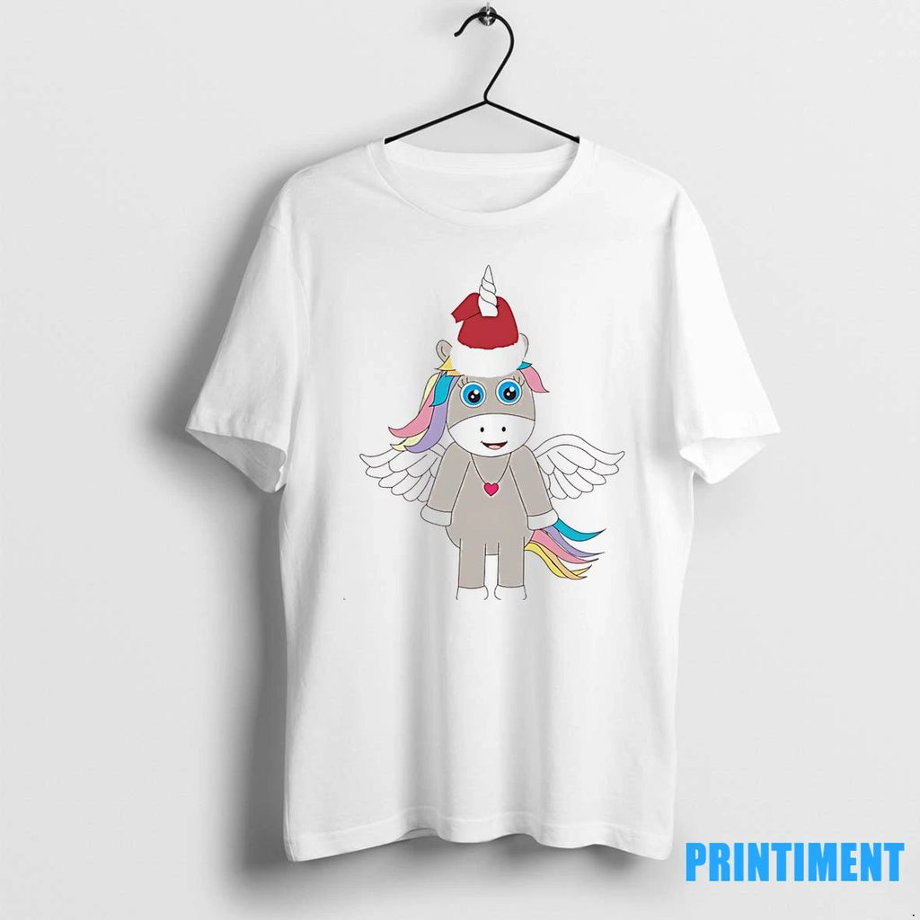 Winged Unicorn Santa Hat Pink Heart Holiday Christmas Tshirts Sweater Unisex T-shirt, Sweatshirt, Hoodie, Long Sleeve Tee - T-Shirt, Sweatshirt, Hoodie