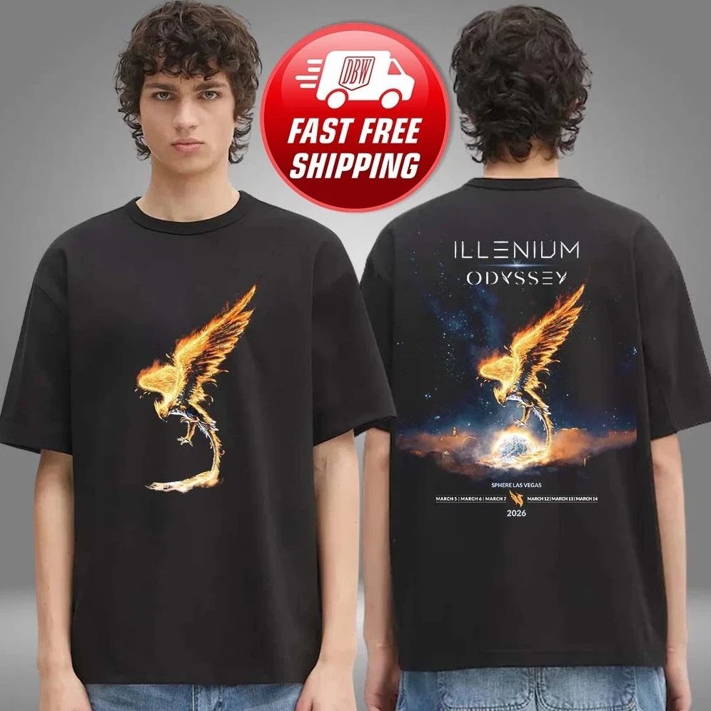 Illenium Merch Odyssey Sphere Las Vegas 2026 Unisex Double SIded T-Shirt Unisex T-shirt, Sweatshirt, Hoodie, Long Sleeve Tee - T-Shirt, Sweatshirt, Hoodie