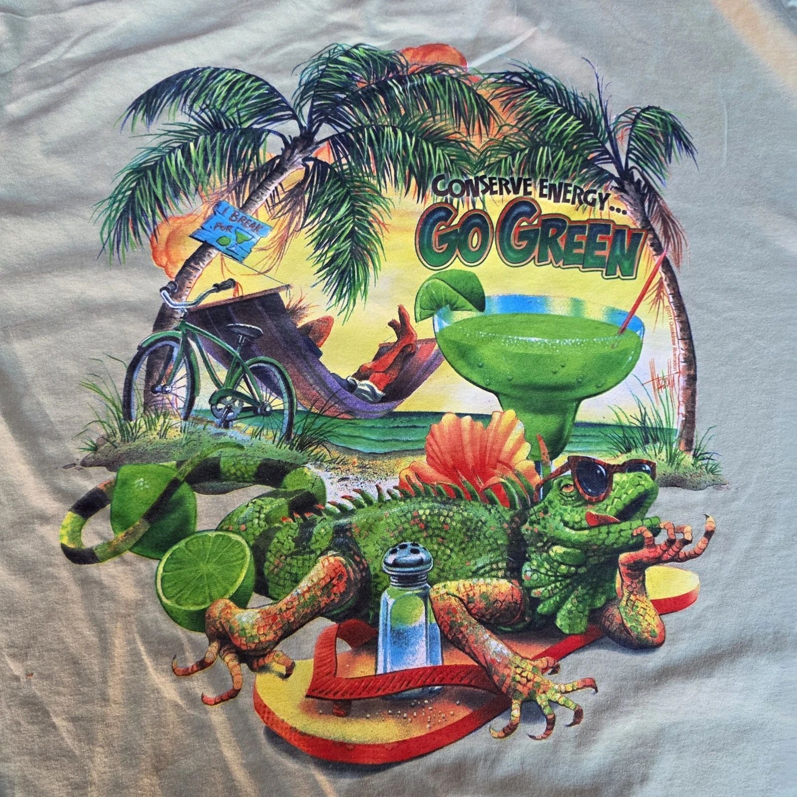 Lower Latitudes Shirt Go Green Lizard Beach Graphic Tee t shirt sz XL SURF Unisex T-shirt, Sweatshirt, Hoodie, Long Sleeve Tee - T-Shirt, Sweatshirt, Hoodie