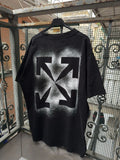 Virgil Abloh Off-White Short Sleeve Shirt Black Stencil Painted Arrows Men Small Unisex T-shirt, Sweatshirt, Hoodie, Long Sleeve Tee - T-Shirt, Sweatshirt, Hoodie