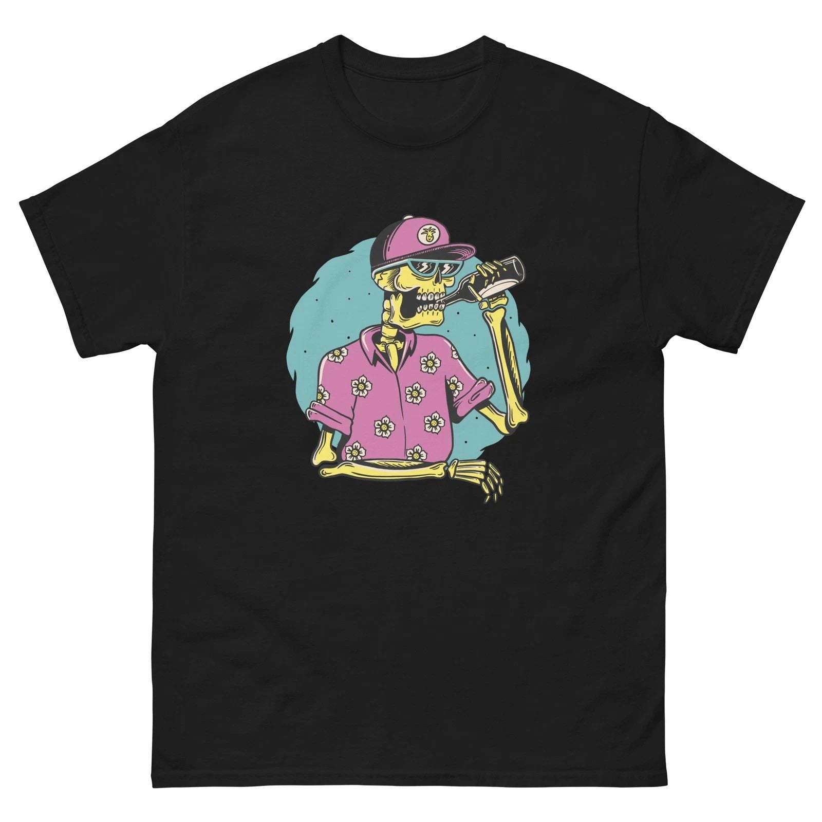 Unisex classic tee ummer Skull - Surf & Skate Style - Retro Beer Skeleton Design Unisex T-shirt, Sweatshirt, Hoodie, Long Sleeve Tee - T-Shirt, Sweatshirt, Hoodie