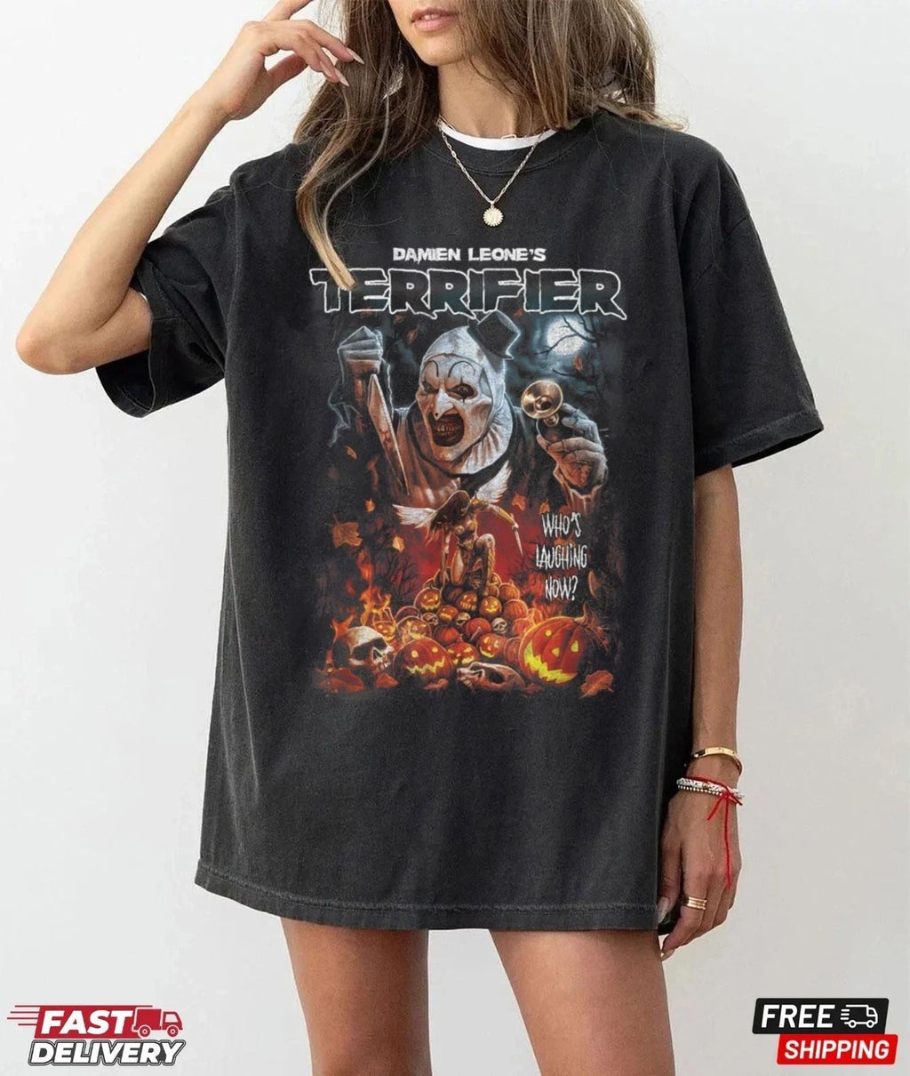 Terrifier Art the Clown Halloween Poster Horror Movie T-Shirt Unisex Unisex T-shirt, Sweatshirt, Hoodie, Long Sleeve Tee - T-Shirt, Sweatshirt, Hoodie