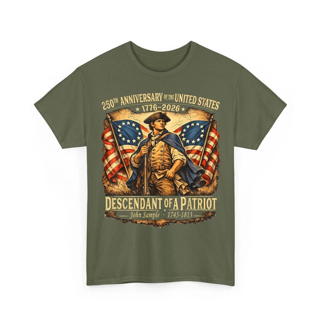 Custom Descendant Of A Patriot 250th Anniversary USA 250 Years Birthday T-Shirt Unisex T-shirt, Sweatshirt, Hoodie, Long Sleeve Tee - T-Shirt, Sweatshirt, Hoodie