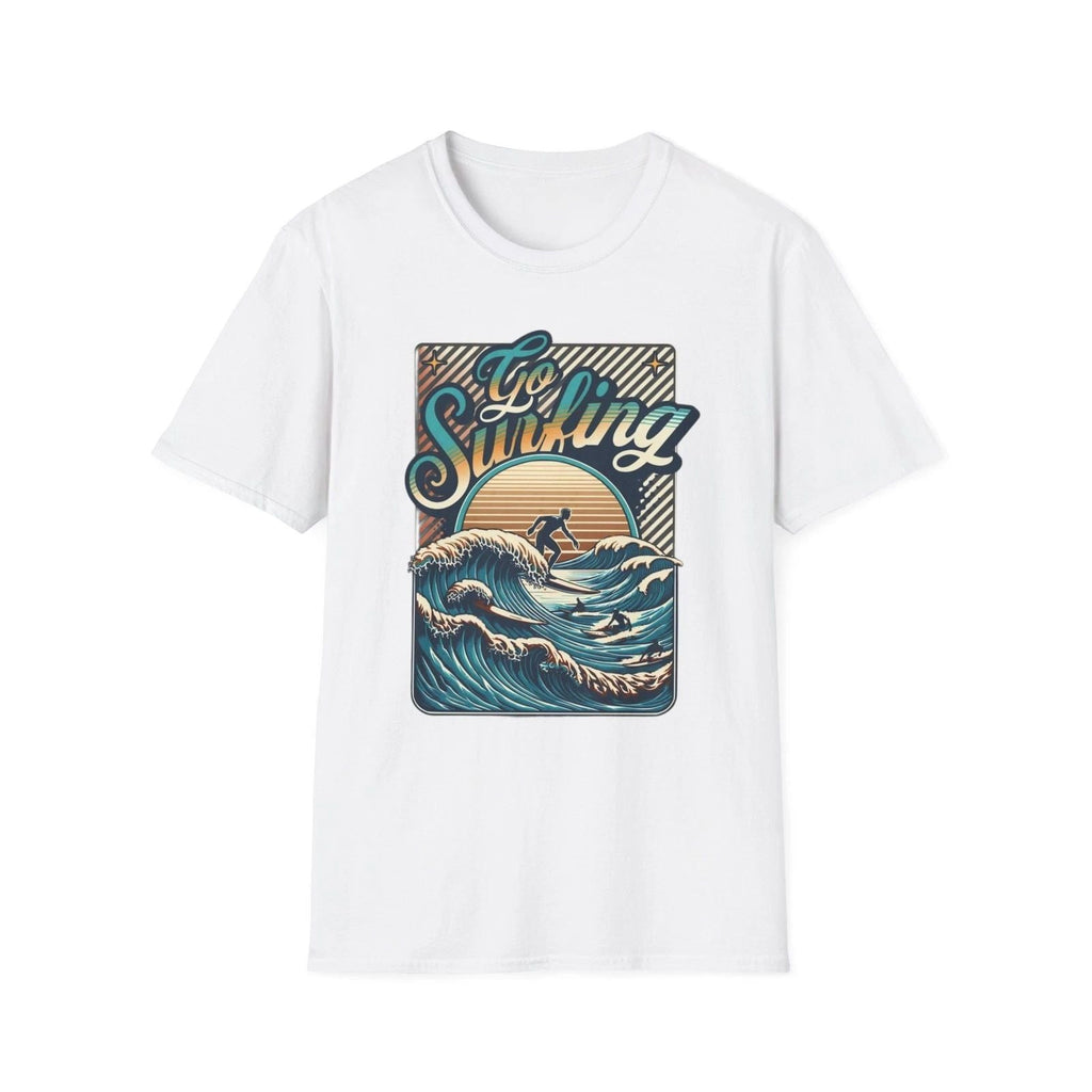 Surfing Retro Unisex Softstyle T-Shirt, Beachwear, Cool Summer Shirt Unisex Gift Unisex T-shirt, Sweatshirt, Hoodie, Long Sleeve Tee - T-Shirt, Sweatshirt, Hoodie