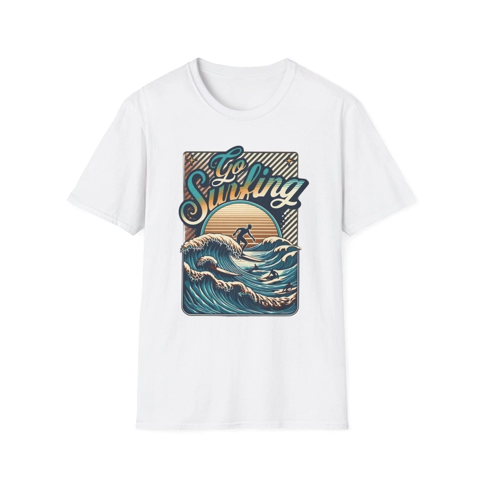 Surfing Retro Unisex Softstyle T-Shirt, Beachwear, Cool Summer Shirt Unisex Gift Unisex T-shirt, Sweatshirt, Hoodie, Long Sleeve Tee - T-Shirt, Sweatshirt, Hoodie