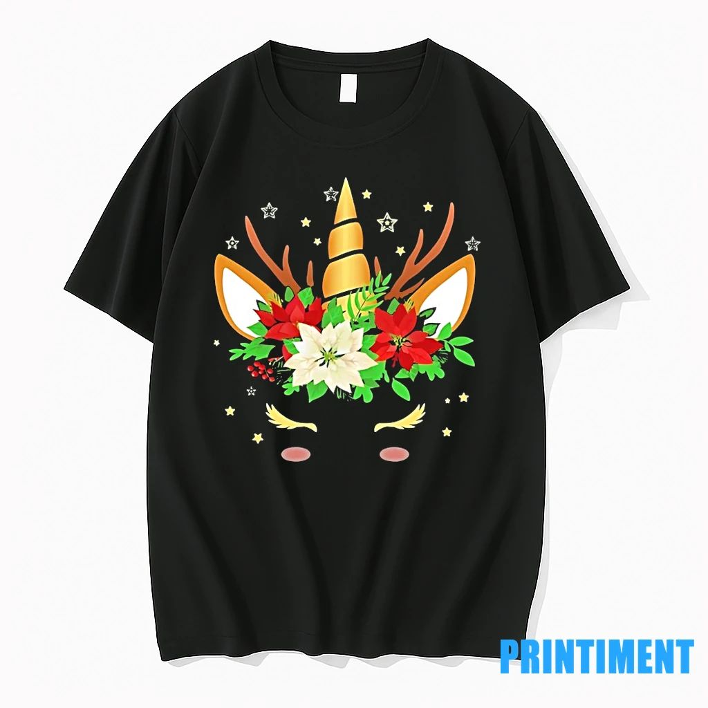 Floral Antler Unicorn Christmas Lights Tshirts Sweater Unisex T-shirt, Sweatshirt, Hoodie, Long Sleeve Tee - T-Shirt, Sweatshirt, Hoodie