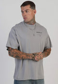SikSilk Men's Short Sleeved Oversized Fit Crew Neck Graphic T-Shirt Tee Grey Unisex T-shirt, Sweatshirt, Hoodie, Long Sleeve Tee - T-Shirt, Sweatshirt, Hoodie