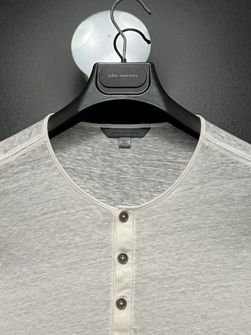 John Varvatos Collection Luxury Mens Henley - 100% Linen - White - Vintage Unisex T-shirt, Sweatshirt, Hoodie, Long Sleeve Tee - T-Shirt, Sweatshirt, Hoodie