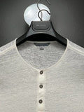 John Varvatos Collection Luxury Mens Henley - 100% Linen - White - Vintage Unisex T-shirt, Sweatshirt, Hoodie, Long Sleeve Tee - T-Shirt, Sweatshirt, Hoodie