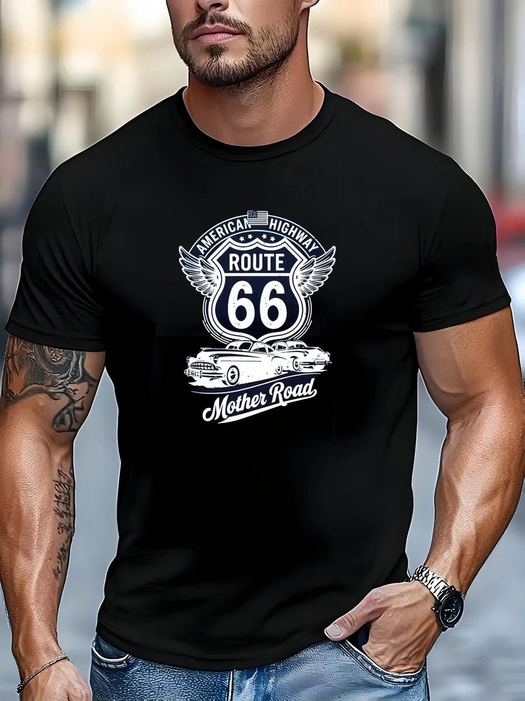 Men'S Route 66 Vintage Travel T-Shirt - A Classic Summer Short-Sleeve Shirt fo Unisex T-shirt, Sweatshirt, Hoodie, Long Sleeve Tee - T-Shirt, Sweatshirt, Hoodie