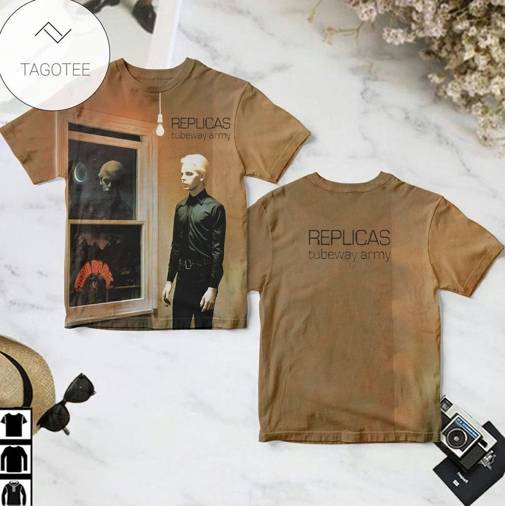Tubeway Army Replicas Album Cover AOP T-Shirt Unisex T-shirt, Sweatshirt, Hoodie, Long Sleeve Tee - T-Shirt, Sweatshirt, Hoodie