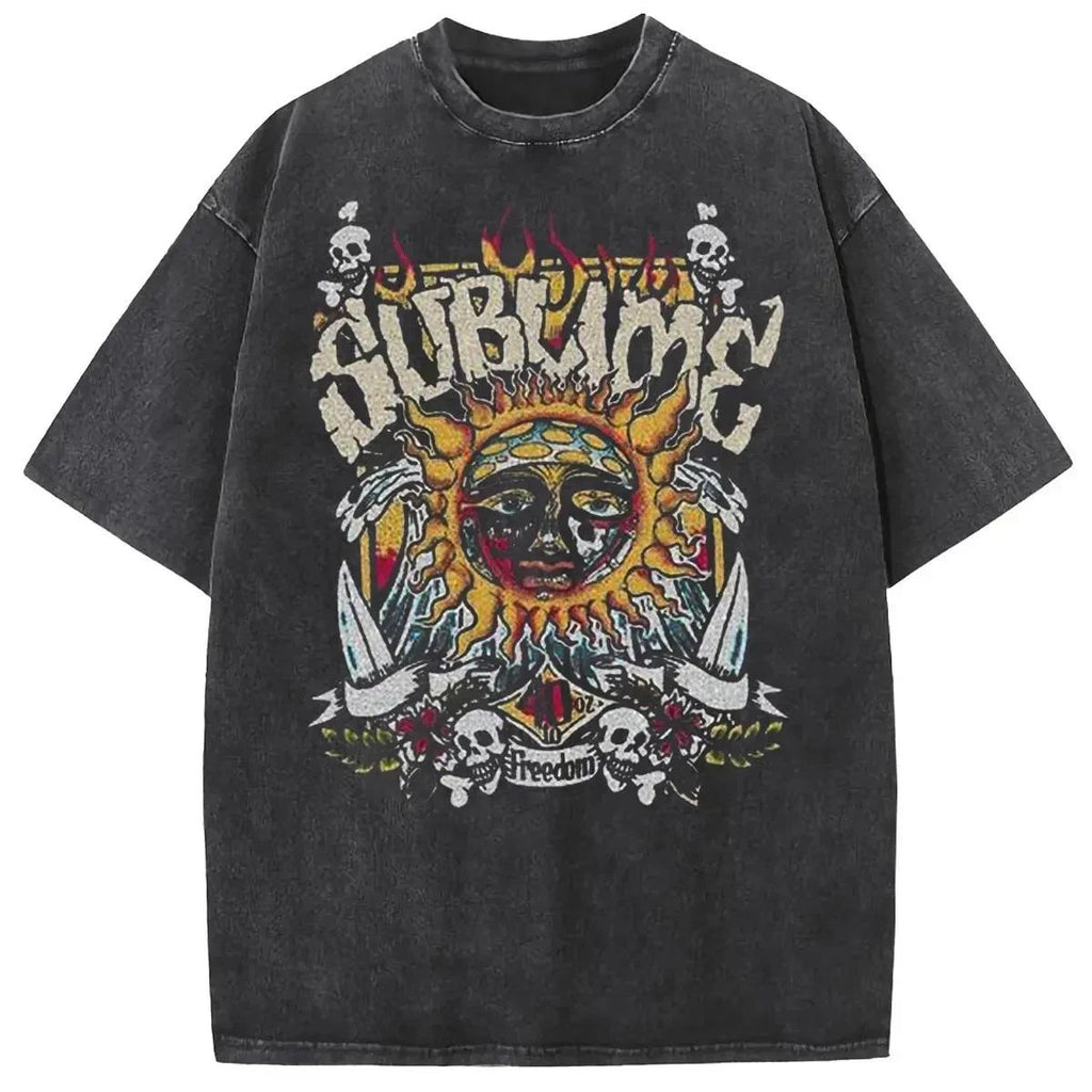 Sun Graphic T-Shirt Heavyweight Cotton Vintage Streetwear Tee Unisex T-shirt, Sweatshirt, Hoodie, Long Sleeve Tee - T-Shirt, Sweatshirt, Hoodie