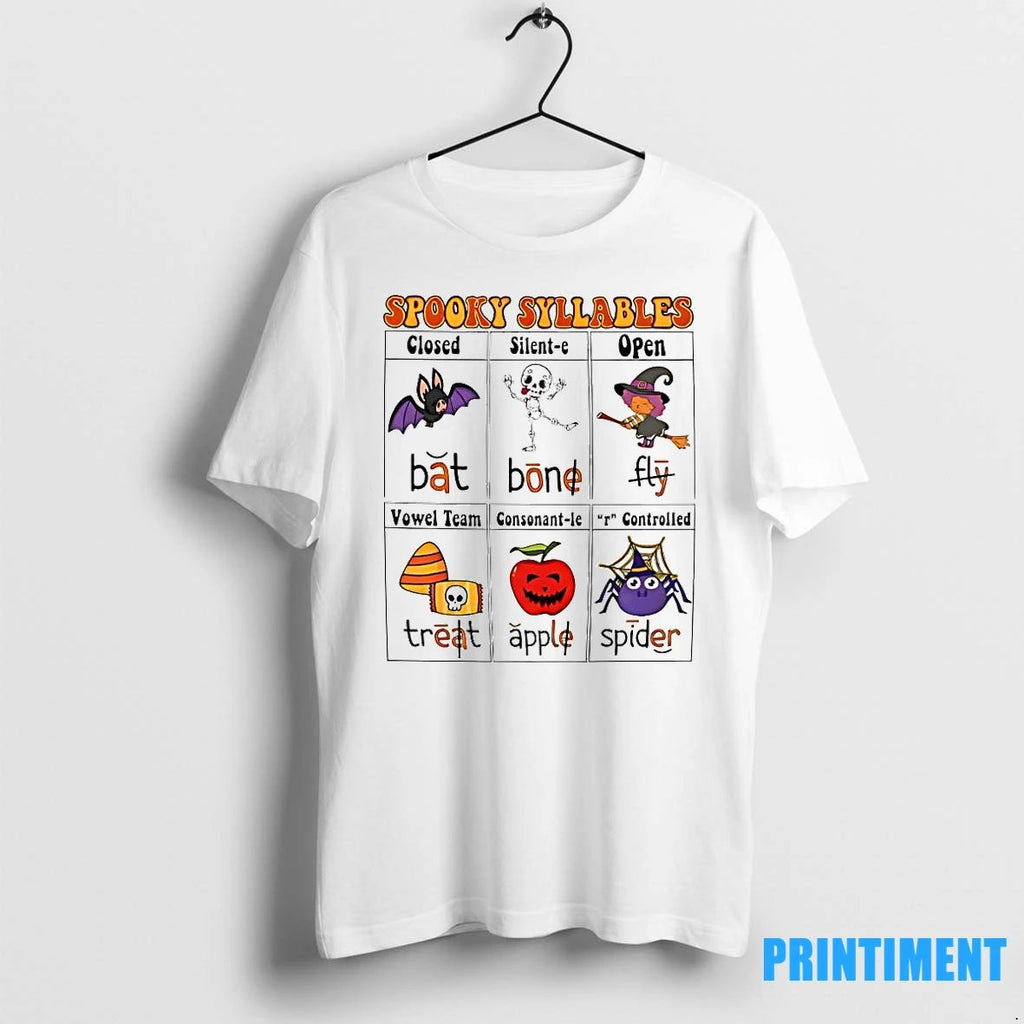 Spooky Syllables Teacher Halloween Educational 2025 Tshirts Sweater Unisex T-shirt, Sweatshirt, Hoodie, Long Sleeve Tee - T-Shirt, Sweatshirt, Hoodie