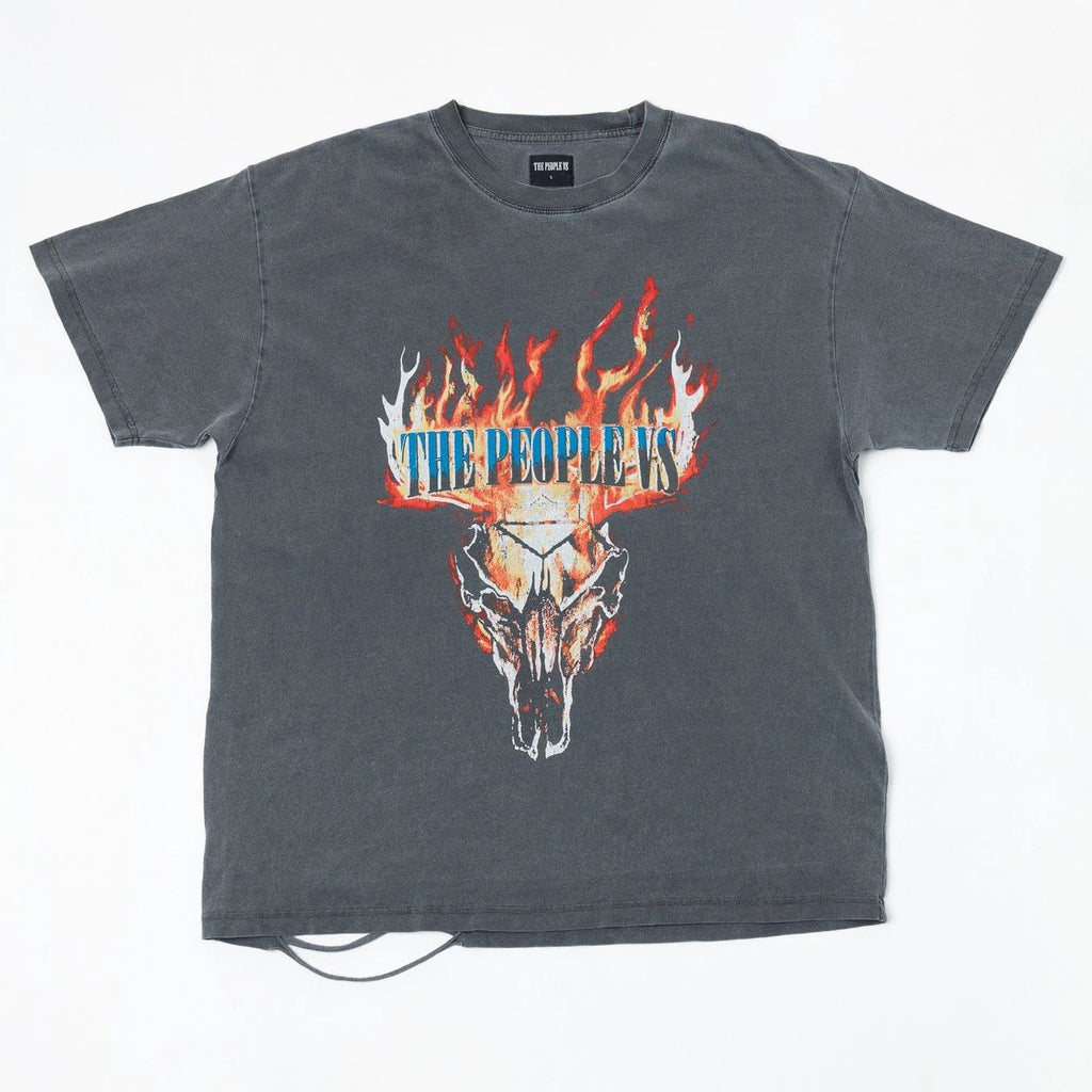 The People Vs Distressed T-Shirt Size L Flame Skull Graphic Streetwear Tee Unisex T-shirt, Sweatshirt, Hoodie, Long Sleeve Tee - T-Shirt, Sweatshirt, Hoodie