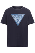 GUESS Navy Blue Triangle Patch T-Shirt Organic Cotton Lightweight Regular Fit S Unisex T-shirt, Sweatshirt, Hoodie, Long Sleeve Tee - T-Shirt, Sweatshirt, Hoodie
