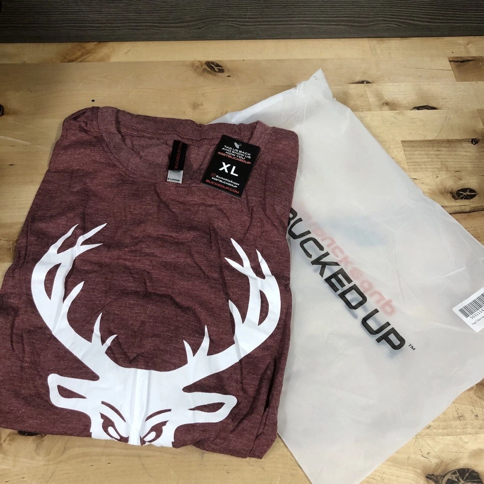Bucked Up Mens Flag T Shirt Heather Maroon White Logo Size XL New Unisex T-shirt, Sweatshirt, Hoodie, Long Sleeve Tee - T-Shirt, Sweatshirt, Hoodie