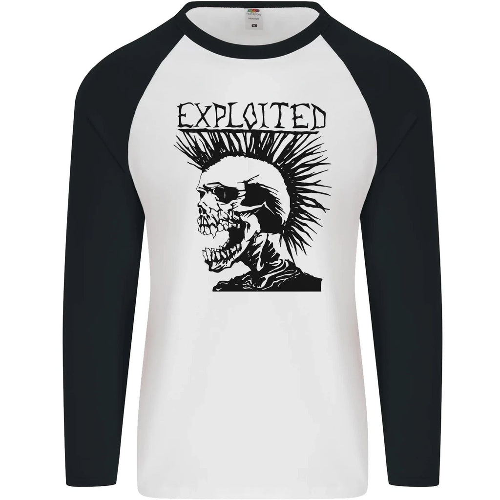 Exploited Punk Rock Skull Skinhead Mohican Mens L/S Baseball T-Shirt Unisex T-shirt, Sweatshirt, Hoodie, Long Sleeve Tee - T-Shirt, Sweatshirt, Hoodie