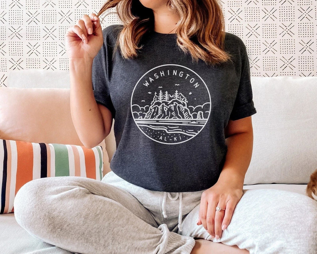 Washington Minimal Skyline Design Shirt Travel Gift Washington Trip Souvenir Tee Unisex T-shirt, Sweatshirt, Hoodie, Long Sleeve Tee - T-Shirt, Sweatshirt, Hoodie