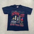 VINTAGE Atlanta Olympics Shirt Adult Medium Blue 1996 Olympic City Logo Mens 90s Unisex T-shirt, Sweatshirt, Hoodie, Long Sleeve Tee - T-Shirt, Sweatshirt, Hoodie