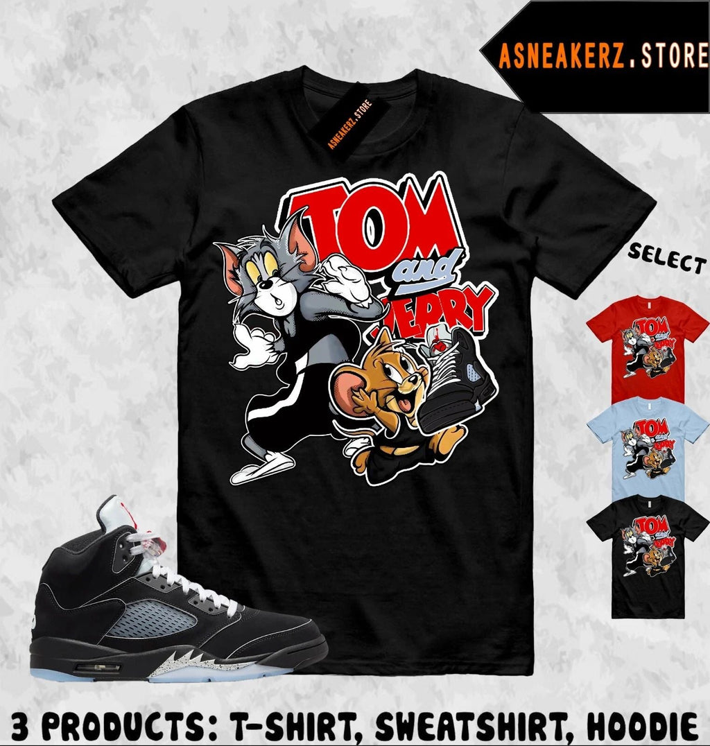 Shirt Match AJ 5 OG Black Metallic Reimagined Sneaker Tee Sneakerhead Cat Mouse Unisex T-shirt, Sweatshirt, Hoodie, Long Sleeve Tee - T-Shirt, Sweatshirt, Hoodie