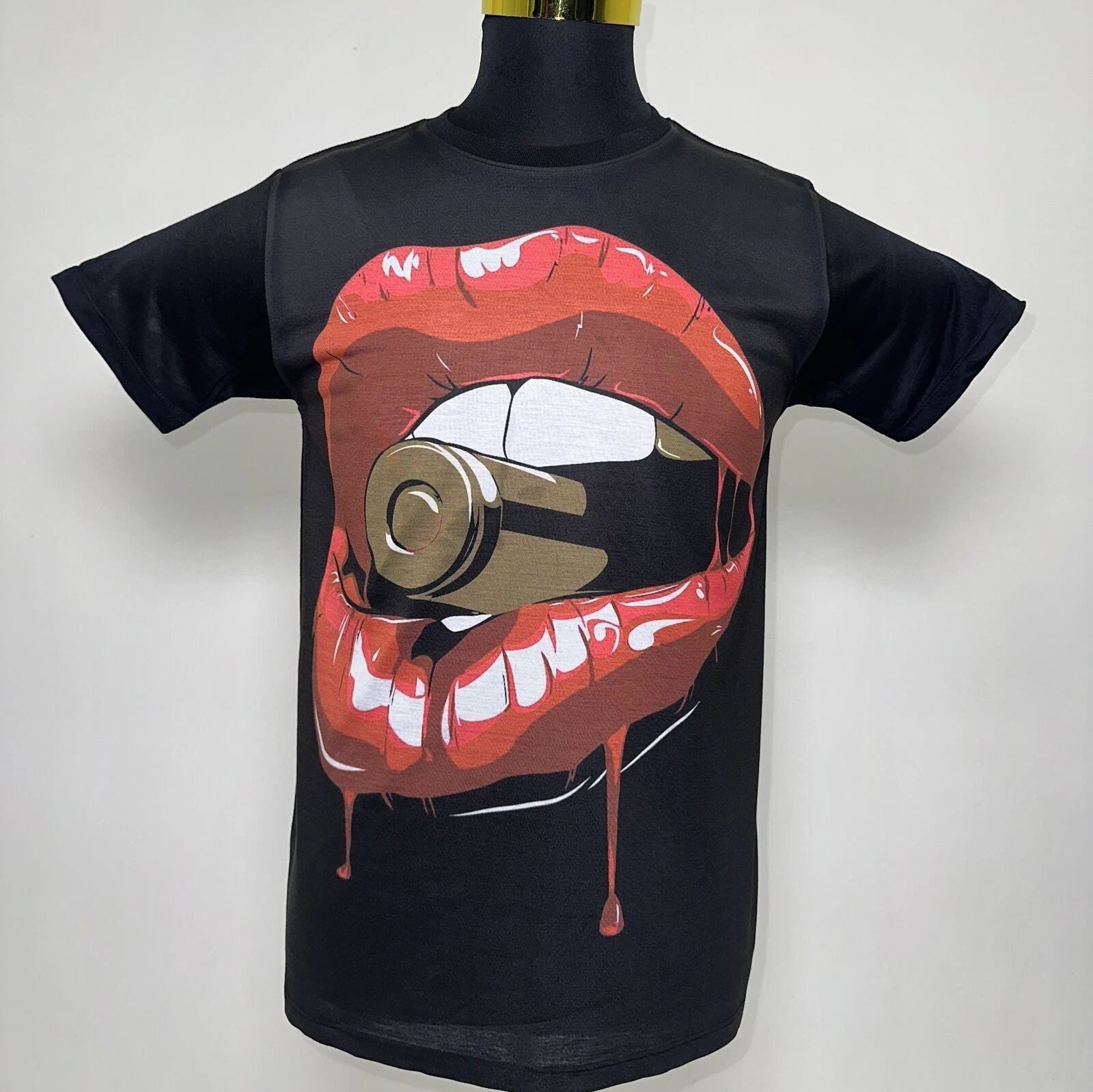 Bite the Bullet Hot Lips T-Shirt Hip Hop Urban Fashion Street Wear Black Size: M Unisex T-shirt, Sweatshirt, Hoodie, Long Sleeve Tee - T-Shirt, Sweatshirt, Hoodie