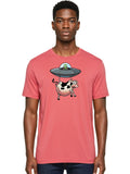 Alien-Abducting-Cow Mens Graphic Tee, 100% Cotton, Casual Summer Wear Unisex T-shirt, Sweatshirt, Hoodie, Long Sleeve Tee - T-Shirt, Sweatshirt, Hoodie